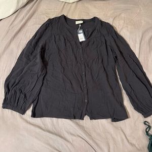 Navy/gray long sleeve blouse